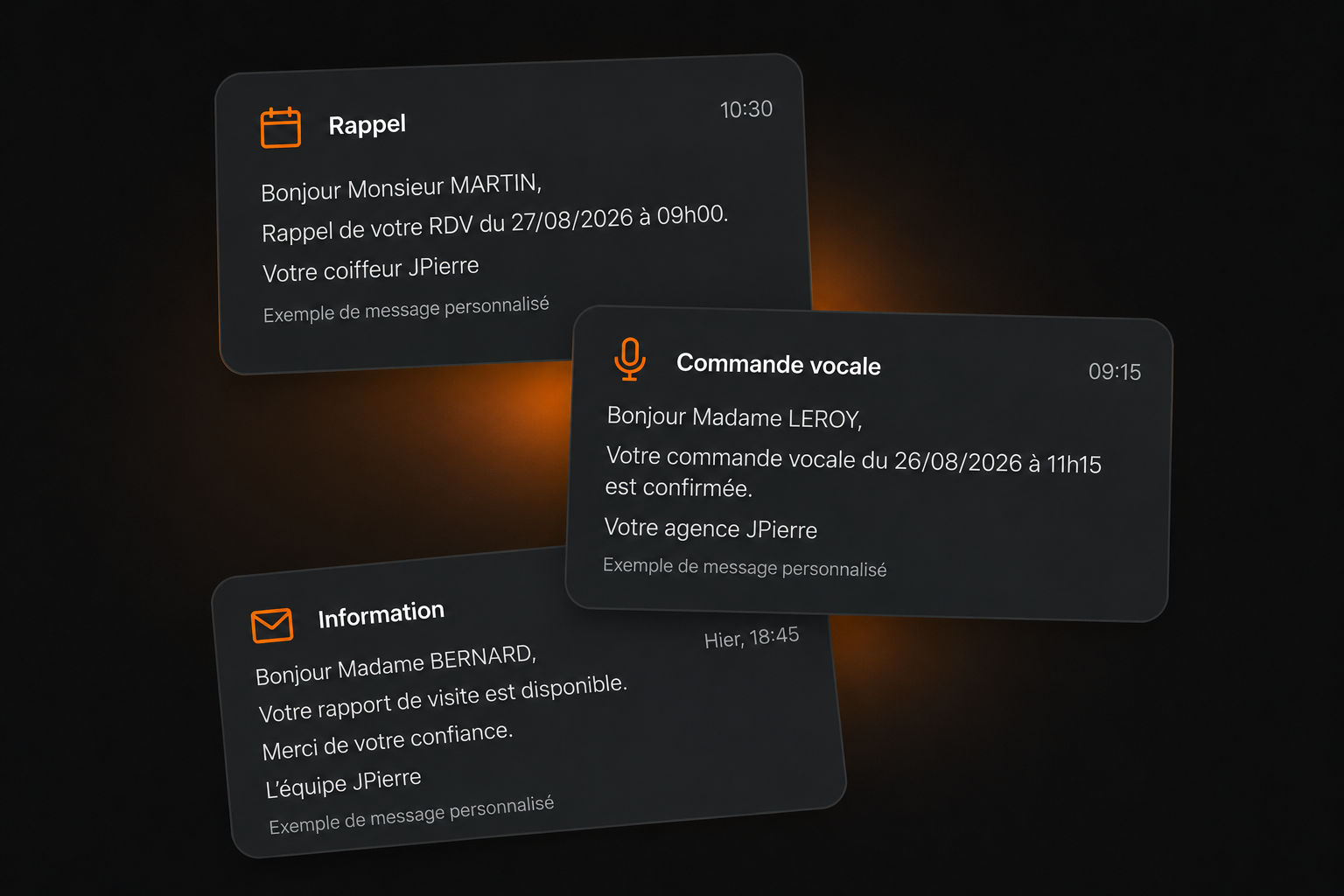 Agenda Ruper avec rendez-vous et navigation vocale.